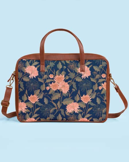 Laptop Travel Bag | Chrysanthemum Floral - Blue